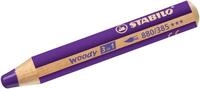 STABILO Buntstift Holzfarbstift woody 3 in 1 violett Packung mit 5 St&uuml;ck