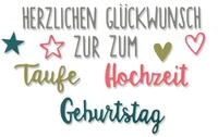 Sizzix Motivschablone Thinlits Stanzschablone Herzlichen Gl&uuml;ckwunsch, 11 Teile