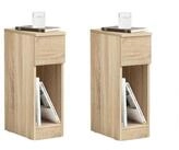 SoBuy Nachttisch FBT111, Beistelltisch mit Schublade und Ablage, Nightstand, 2er Set,