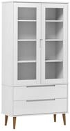 vidaXL Standvitrine Vitrinenschrank MOLDE Wei&szlig; 90x35x175 cm Massivholz Kiefer