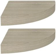 vidaXL Wandregal, Eck-Schweberegale 2 Stk. Eichen-Optik 25x25x3,8 cm MDF