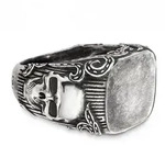 CA&Iuml; Fingerring 925/- Sterling Silber matt-oxidiert Totenkopf grau|silberfarben 060
