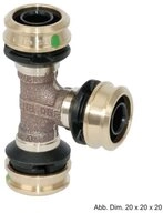 Viega Wasserrohr Viega Raxofix T-St&uuml;ck, Modell 5318, Rotguss, 25 mm x 16 mm x...