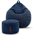 Green Bean Sitzsack Indoor Sitzsack XXL Home Linen +Hocker (2er Set Indoor...