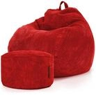 Green Bean Sitzsack XXL Sitzsack Scoop + Hocker aus Cord, Indoor Sitzkissen mit