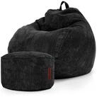 Green Bean Sitzsack XXL Sitzsack Scoop + Hocker aus Cord, Indoor Sitzkissen mit