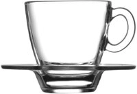 Pasabahce Glas Aqua Service Kaffeetassen mit Teller, Glas, Transparent, 6...