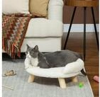 PawHut Tierbett Haustiersofa mit Erh&ouml;htem Design Katzensofa mit Holzbeine,...