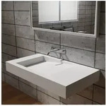 Bernstein Waschtisch PB2155 100cm Wei&szlig; matt, Wandwaschbecken Ablaufrinne 100cm