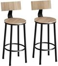 tectake Barhocker Barst&uuml;hle mit R&uuml;ckenlehne aus Holz und Stahl, Sitzh&ouml;he 74 cm