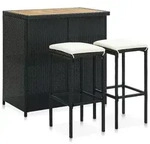 vidaXL Essgruppe 3-tlg. Bar-Set Poly Rattan Schwarz, (3-tlg) braun|schwarz