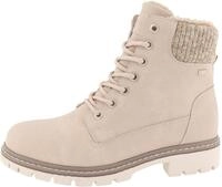 Schn&uuml;rboots TOM TAILOR, Damen, Gr. 36, beige (creme), Lederimitat, Textil, Schuhe