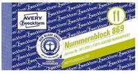 Avery Zweckform Formularblock 869, Nummernblock 1-fach, 10,5 x 5,3 cm, 100 Blatt