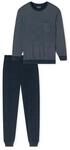 Schlafanzug SCHIESSER "Pyjama Comfort Essentials", Herren, Gr. S, blau (dunkelblau),