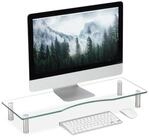 relaxdays Monitor-Halterung Bildschirmst&auml;nder Glas, (Gro&szlig;) silberfarben|wei&szlig;...