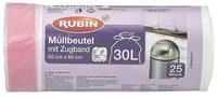 RUBIN M&uuml;llbeutel, 25 St&uuml;ck/ Rolle, mit Zugband, 30 Liter, wei&szlig;, rei&szlig;fest,