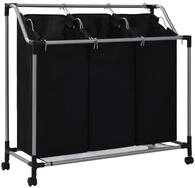 vidaXL W&auml;schekorb W&auml;schekorb mit 3 Taschen Schwarz Stahl (1 St)