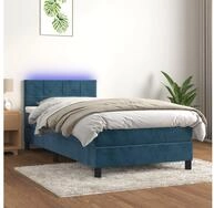 vidaXL Boxspringbett 90 x 200 cm Boxspringbett mit Matratze LED Dunkelblau...