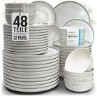 PURE LIVING INTERIOR DESIGN Geschirr-Set Steingut Geschirrset 12 Personen Ibiza 48