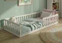 Kids Collective Kinderbett Bodenbett Bett mit Rausfallschutz & Lattenrost...