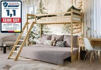 Kids Collective Hochbett 90x200 cm mit Schlafsofa 140x200 cm Couch in Cord-Stoff, 3
