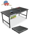 Juskys Spieltisch Flexi, Mini-Tischtennisplatte, Tisch klappbar, Set inklusive