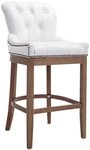 CLP Barhocker Lakewood (1er), mit Echtleder-Bezug, antik-helles Holzgestell