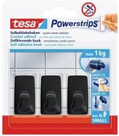 tesa Handtuchhaken tesa Powerstrips Haken S eckig schwarz 3 St&uuml;ck