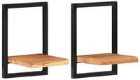 vidaXL Wandregal, Regale 2 Stk. 25x25x35 cm Massivholz Akazie und Stahl