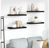 vidaXL Wandregal vidaXL Schweberegale 4 Stk. Schwarz 60x23,5x3,8cm MDF