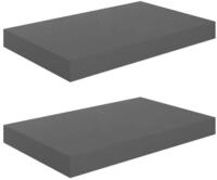 vidaXL Wandregal, Schweberegale 2 Stk. Hochglanz-Grau 40x23x3,8 cm MDF