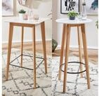 FINEBUY Bartisch FB19386 Stehtisch 60x110x60cm Wei&szlig; Skandinavisch Eiche Tisch