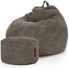 Green Bean Sitzsack XXL Sitzsack Scoop + Hocker aus Cord, Indoor Sitzkissen mit