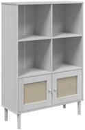 vidaXL B&uuml;cherregal B&uuml;cherschrank SENJA Rattan-Look Wei&szlig; 90x35x130 cm...