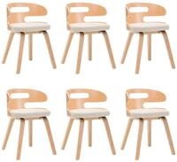 vidaXL Esszimmerstuhl Esszimmerst&uuml;hle 6 Stk. Creme Bugholz und Kunstleder (6...