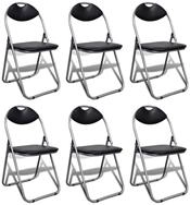 vidaXL Hocker Klappbare Esszimmerst&uuml;hle 6 Stk. Schwarz Kunstleder und Stahl (6...