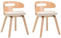 vidaXL Esszimmerstuhl Esszimmerst&uuml;hle 2 Stk. Creme Bugholz und Kunstleder (2...