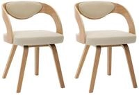 vidaXL Esszimmerstuhl, Essst&uuml;hle 2 Stk. Creme Bugholz und Kunstleder