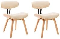 vidaXL Esszimmerstuhl Esszimmerst&uuml;hle 2 Stk. Creme Bugholz und Kunstleder (2...