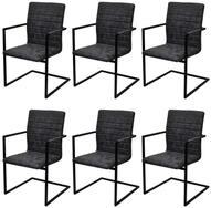 vidaXL Esszimmerstuhl Freischwinger 6 Stk. Schwarz Kunstleder (6 St)