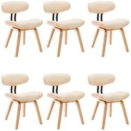vidaXL Esszimmerstuhl Esszimmerst&uuml;hle 6 Stk. Creme Bugholz und Kunstleder (6...