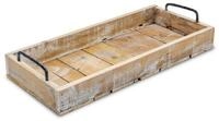 Spetebo Dekotablett Holz Deko Tablett Used Look mit Griffen aus Metall - 45 x 20 cm