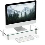 relaxdays Monitor-Halterung Bildschirmst&auml;nder Glas, (1-tlg., Mittel)