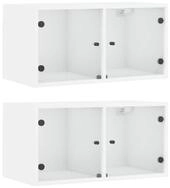 vidaXL H&auml;ngeschrank Wandschr&auml;nke mit Glast&uuml;ren 2 Stk. Wei&szlig; 68,5x37x35 cm...