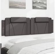 vidaXL Bett, Kopfteil-Kissen Grau 180 cm Kunstleder
