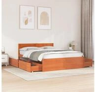 vidaXL Bett, Massivholzbett ohne Matratze Wachsbraun 160x200 Kiefernholz