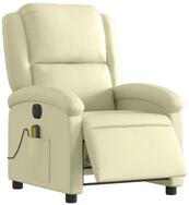 vidaXL Sessel Massagesessel Elektrisch Creme Echtleder (1-St)