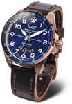 Vostok Europe Automatikuhr Space Race, Braun-Blau, Edelstahlgeh&auml;use, Lederarmband,