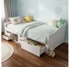 Juskys Stauraumbett Nalu, 90x200 cm Funktionsbett mit Lattenrost & Schubladen, Holz,