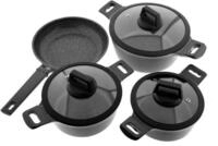 Mulex Kochtopf Kochgeschirr Set 7tlg Topfset Koch-/Braten-Topf-Set Induktion,